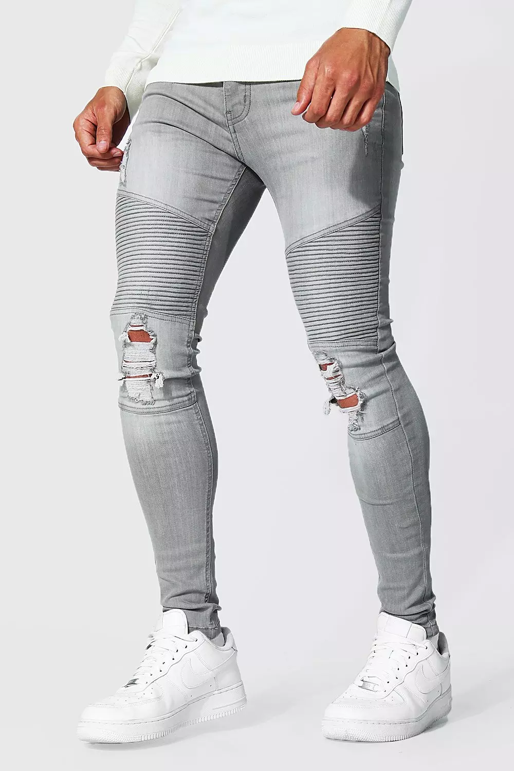 Boohooman biker jeans hot sale